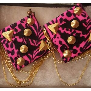 Vibrant Pink and Gold Clutch with Chain Detail